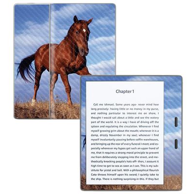MightySkins Carbon Fiber Skin for Amazon Kindle Oasis 7" (9th Gen) - Horse | Protective, Durable Textured Carbon Fiber Finish | Easy to Apply, Remove, and Change Styles | Made in The USA