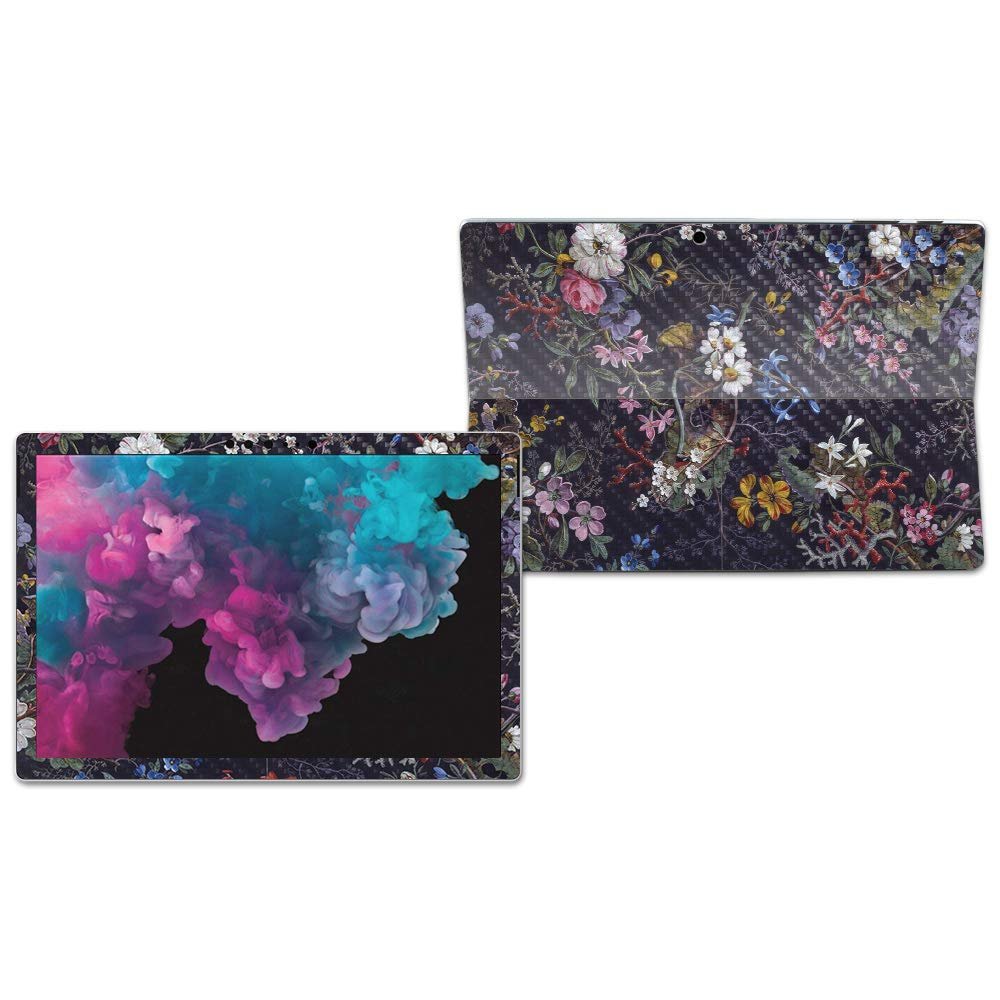 MightySkins Carbon Fiber Skin for Microsoft Surface Pro 6 - Midnight Blossom | Protective, Durable Textured Carbon Fiber Finish | Easy to Apply, Remove, and Change Styles | Made in The USA