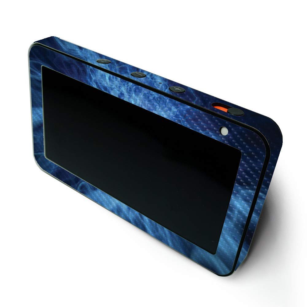 MightySkins Carbon Fiber Skin for Amazon Echo Show 5 (Gen 1 & Gen 2) - Blue Mystic Flames | Durable Textured Carbon Fiber Finish | Easy to Apply and Change Style | Made in The USA