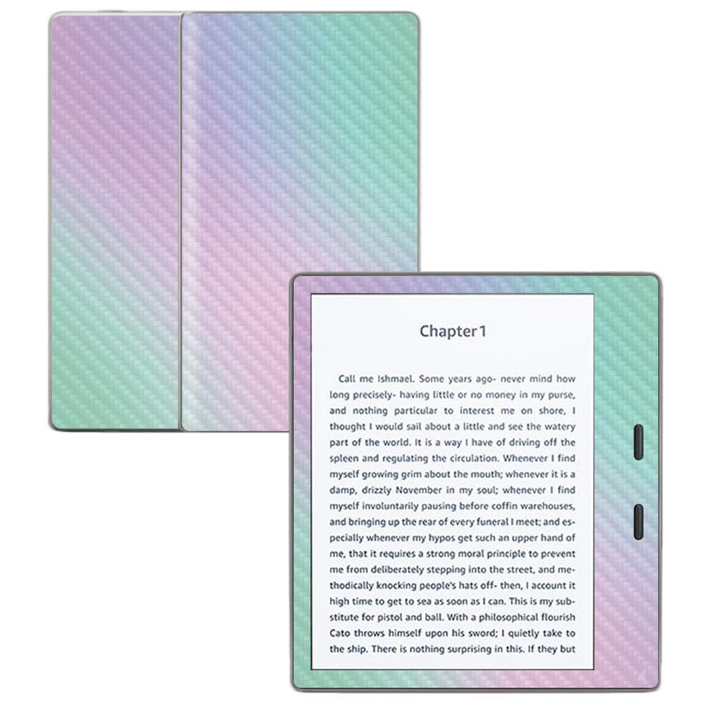 MightySkins Carbon Fiber Skin for Amazon Kindle Oasis 7" (9th Gen) - Cotton Candy | Protective, Durable Textured Carbon Fiber Finish | Easy to Apply, Remove, and Change Styles | Made in The USA