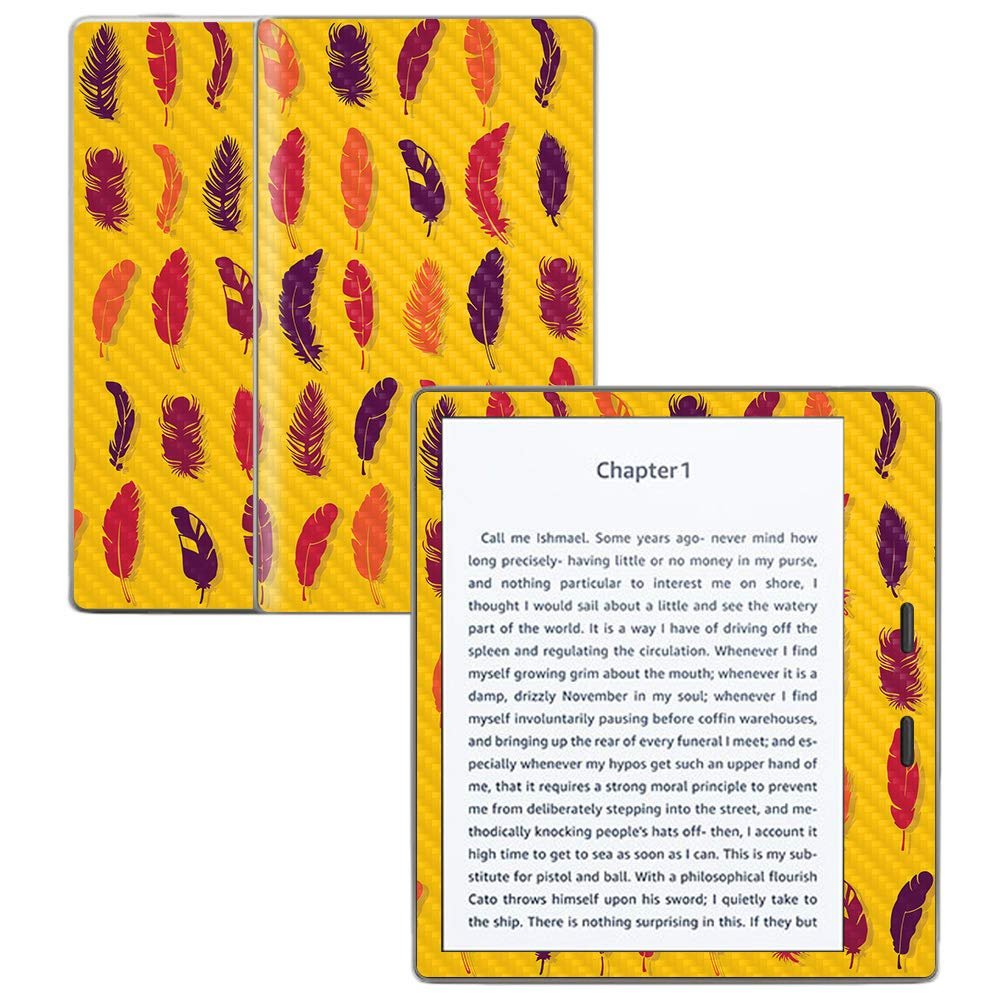MightySkins Carbon Fiber Skin for Amazon Kindle Oasis 7" (9th Gen) - Feathers | Protective, Durable Textured Carbon Fiber Finish | Easy to Apply, Remove, and Change Styles | Made in The USA