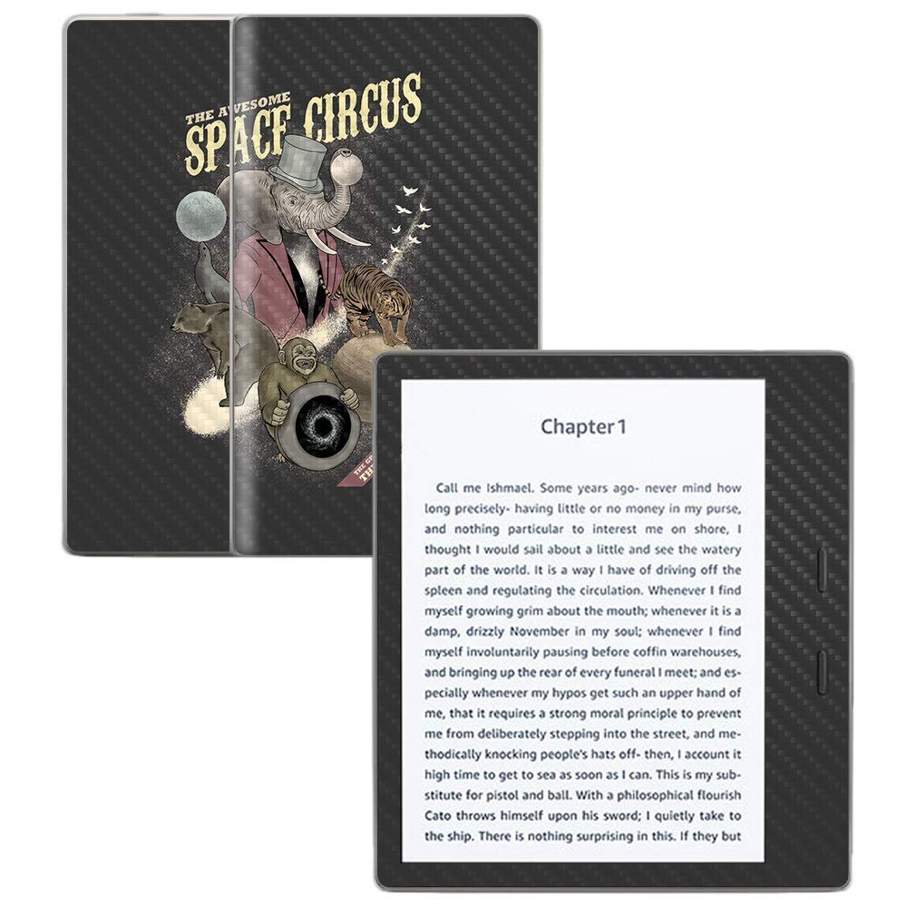 MightySkins Carbon Fiber Skin for Amazon Kindle Oasis 7" (9th Gen) - Space Circus | Protective, Durable Textured Carbon Fiber Finish | Easy to Apply, Remove, and Change Styles | Made in The USA