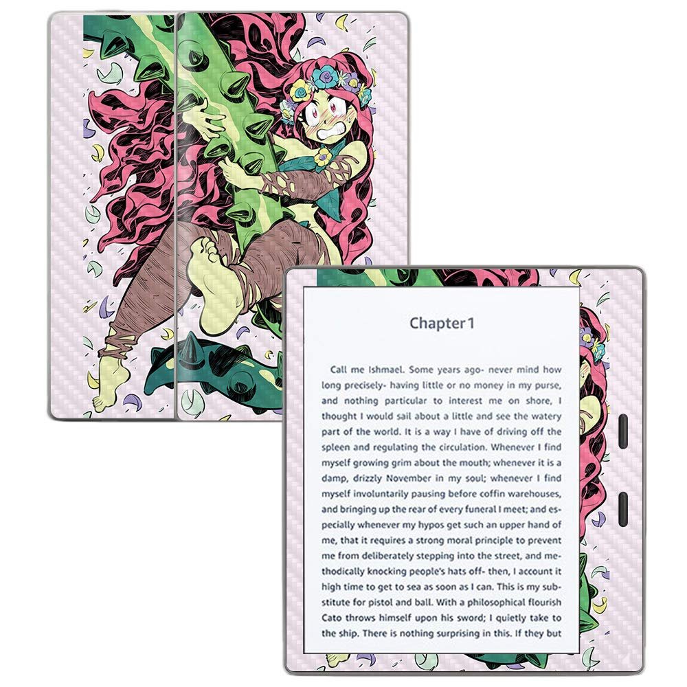 MightySkins Carbon Fiber Skin for Amazon Kindle Oasis 7" (9th Gen) - Plant Girl | Protective, Durable Textured Carbon Fiber Finish | Easy to Apply, Remove, and Change Styles | Made in The USA