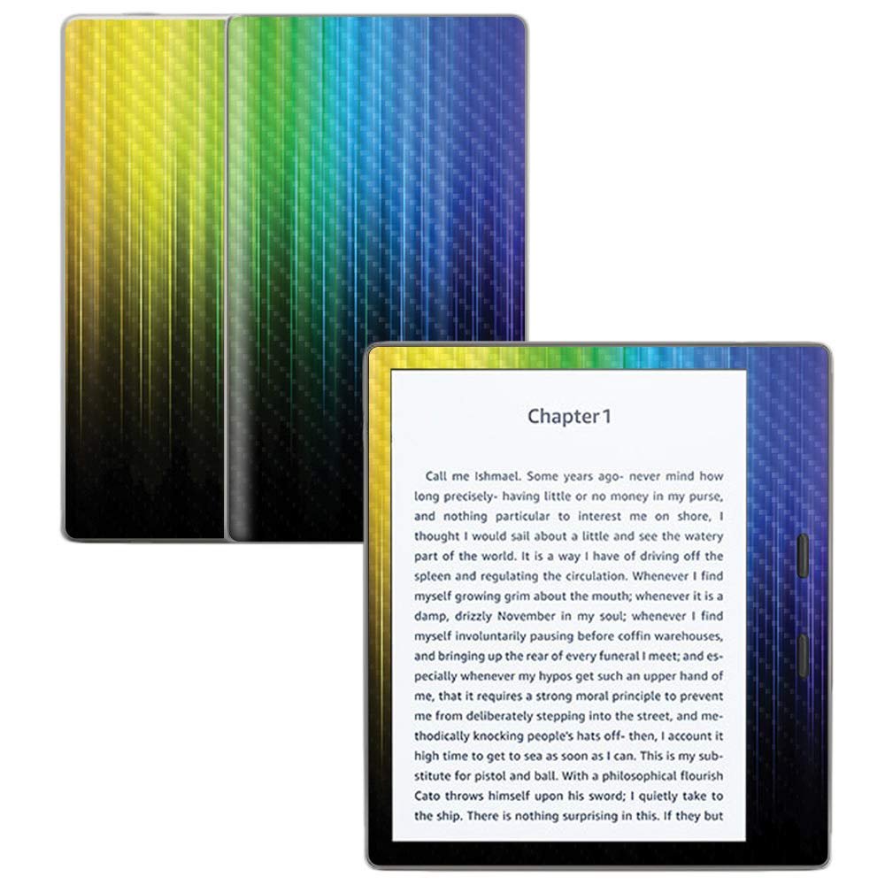 MightySkins Carbon Fiber Skin for Amazon Kindle Oasis 7" (9th Gen) - Rainbow Streaks | Protective, Durable Textured Carbon Fiber Finish | Easy to Apply, Remove, and Change Styles | Made in The USA