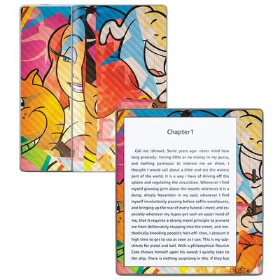 MightySkins Carbon Fiber Skin for Amazon Kindle Oasis 7" (9th Gen) - Cartoon Smiles | Protective, Durable Textured Carbon Fiber Finish | Easy to Apply, Remove, and Change Styles | Made in The USA