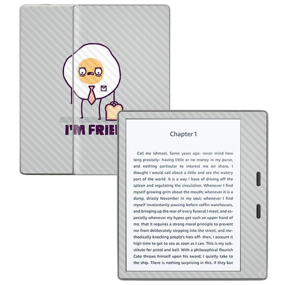 MightySkins Carbon Fiber Skin for Amazon Kindle Oasis 7" (9th Gen) - Fried | Protective, Durable Textured Carbon Fiber Finish | Easy to Apply, Remove, and Change Styles | Made in The USA