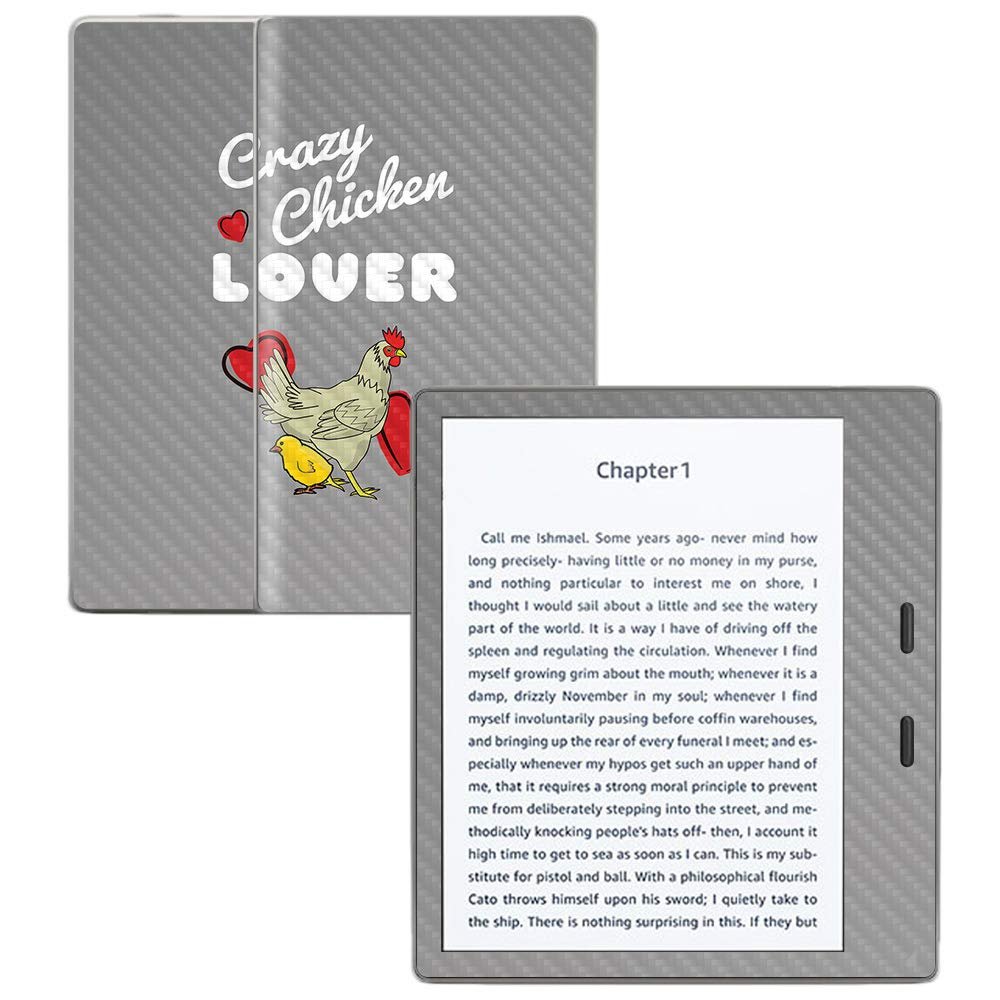 MightySkins Carbon Fiber Skin for Amazon Kindle Oasis 7" (9th Gen) - Crazy Chicken Lover | Protective, Durable Textured Carbon Fiber Finish | Easy to Apply, Remove, and Change Styles | Made in The USA