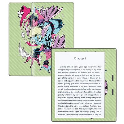 MightySkins Carbon Fiber Skin for Amazon Kindle Oasis 7" (9th Gen) - Harpy | Protective, Durable Textured Carbon Fiber Finish | Easy to Apply, Remove, and Change Styles | Made in The USA