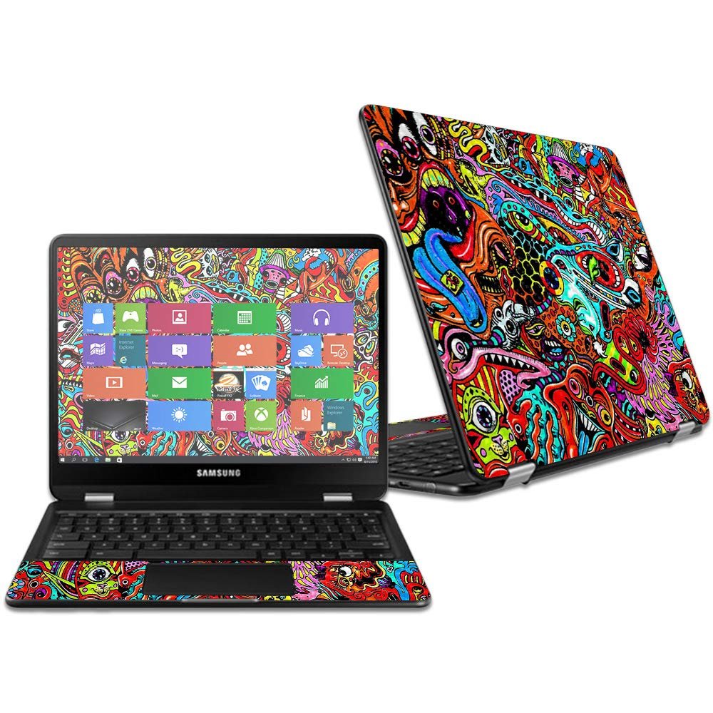 MightySkins Carbon Fiber Skin for Samsung Chromebook Pro 12.3" - Acid Trippy | Protective, Durable Textured Carbon Fiber Finish | Easy to Apply, Remove, and Change Styles | Made in The USA