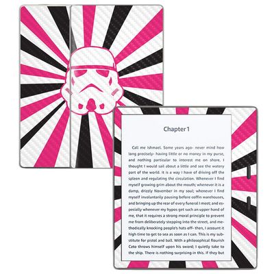 MightySkins Carbon Fiber Skin for Amazon Kindle Oasis 7" (9th Gen) - Pink Star Rays | Protective, Durable Textured Carbon Fiber Finish | Easy to Apply, Remove, and Change Styles | Made in The USA