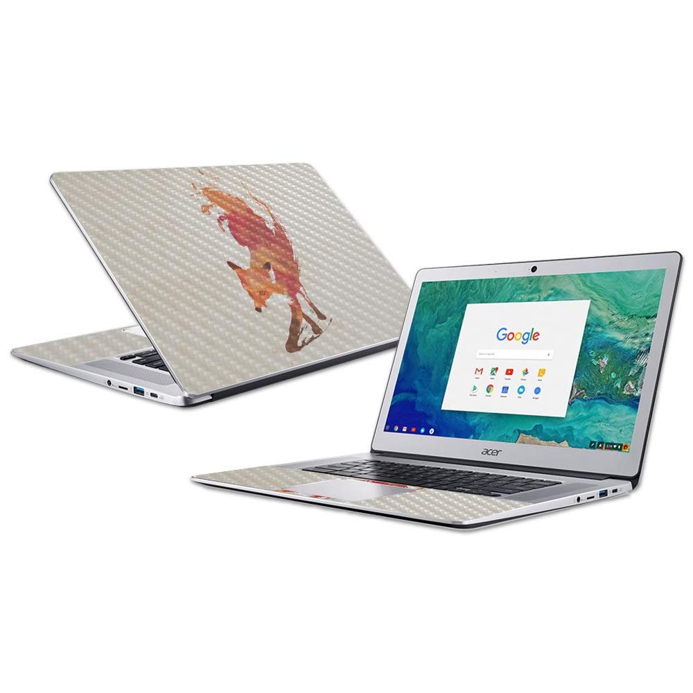 MightySkins Carbon Fiber Skin for Acer Chromebook 15 (2018) - Vulpes Fox | Protective, Durable Textured Carbon Fiber Finish | Easy to Apply, Remove, and Change Styles | Made in The USA