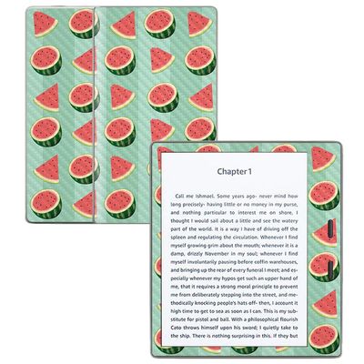 MightySkins Carbon Fiber Skin for Amazon Kindle Oasis 7" (9th Gen) - Watermelon Patch | Protective, Durable Textured Carbon Fiber Finish | Easy to Apply, Remove, and Change Styles | Made in The USA