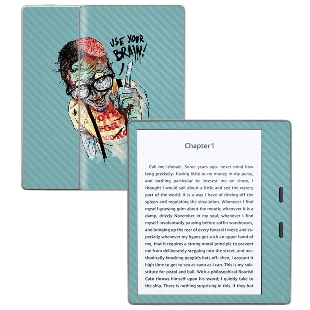 MightySkins Carbon Fiber Skin for Amazon Kindle Oasis 7" (9th Gen) - Use Your Brain | Protective, Durable Textured Carbon Fiber Finish | Easy to Apply, Remove, and Change Styles | Made in The USA