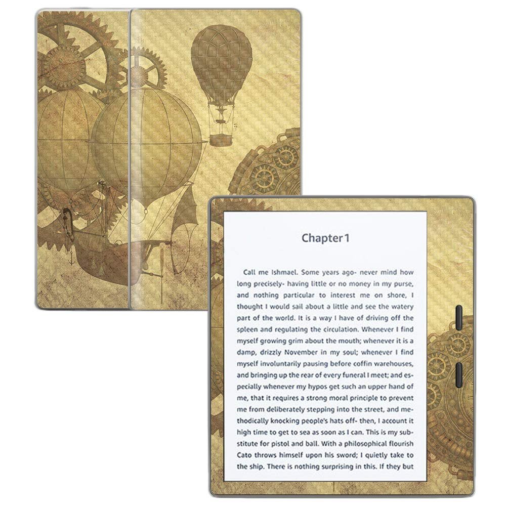 MightySkins Carbon Fiber Skin for Amazon Kindle Oasis 7" (9th Gen) - Steam Punk Paper | Protective, Durable Textured Carbon Fiber Finish | Easy to Apply, Remove, and Change Styles | Made in The USA