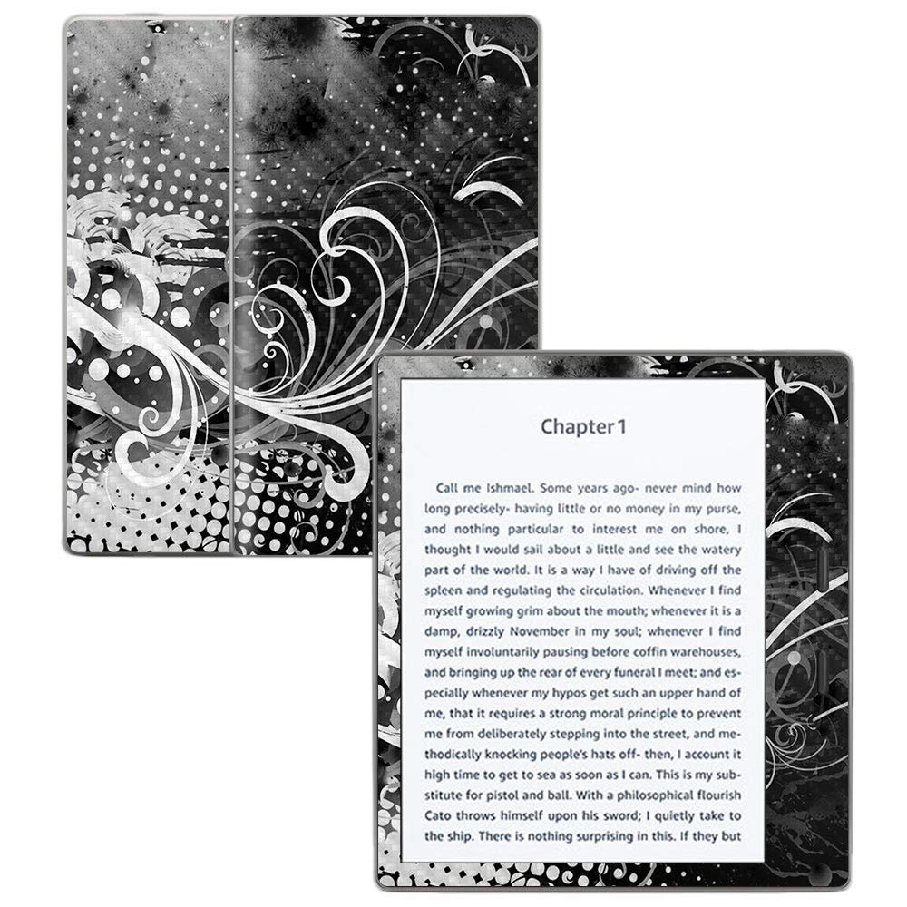 MightySkins Carbon Fiber Skin for Amazon Kindle Oasis 7" (9th Gen) - Black Flourish | Protective, Durable Textured Carbon Fiber Finish | Easy to Apply, Remove, and Change Styles | Made in The USA