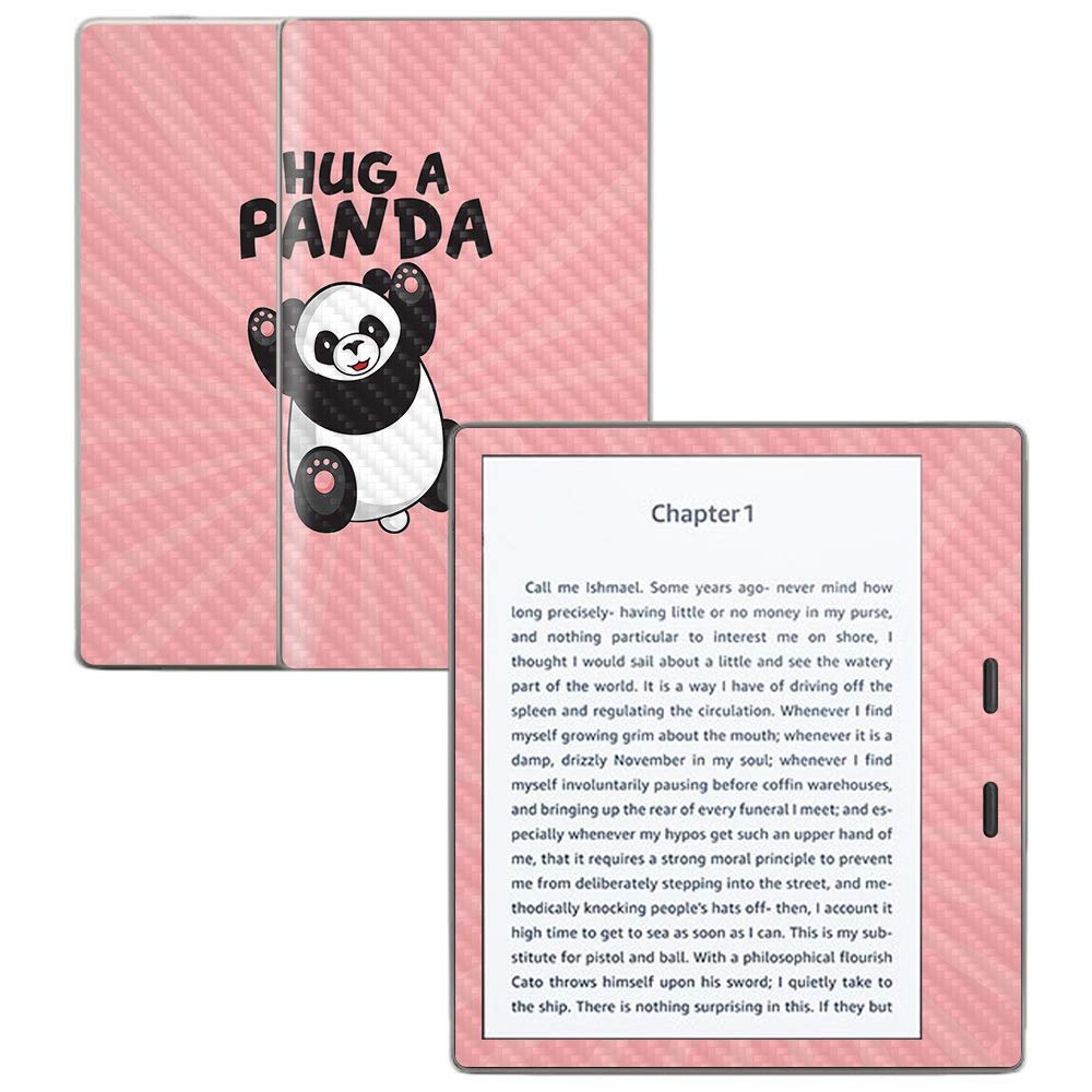 MightySkins Carbon Fiber Skin for Amazon Kindle Oasis 7" (9th Gen) - Hug A Panda | Protective, Durable Textured Carbon Fiber Finish | Easy to Apply, Remove, and Change Styles | Made in The USA