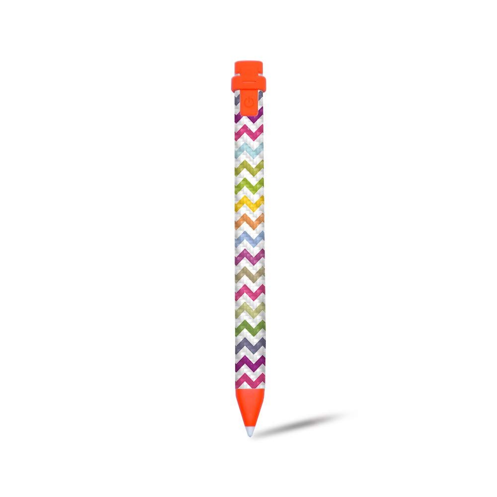 MightySkins Carbon Fiber Skin for Logitech Crayon Digital Pencil iPad (6th gen) - Rainbow Chevron | Protective, Durable Textured Carbon Fiber Finish | Easy to Apply | Made in The USA