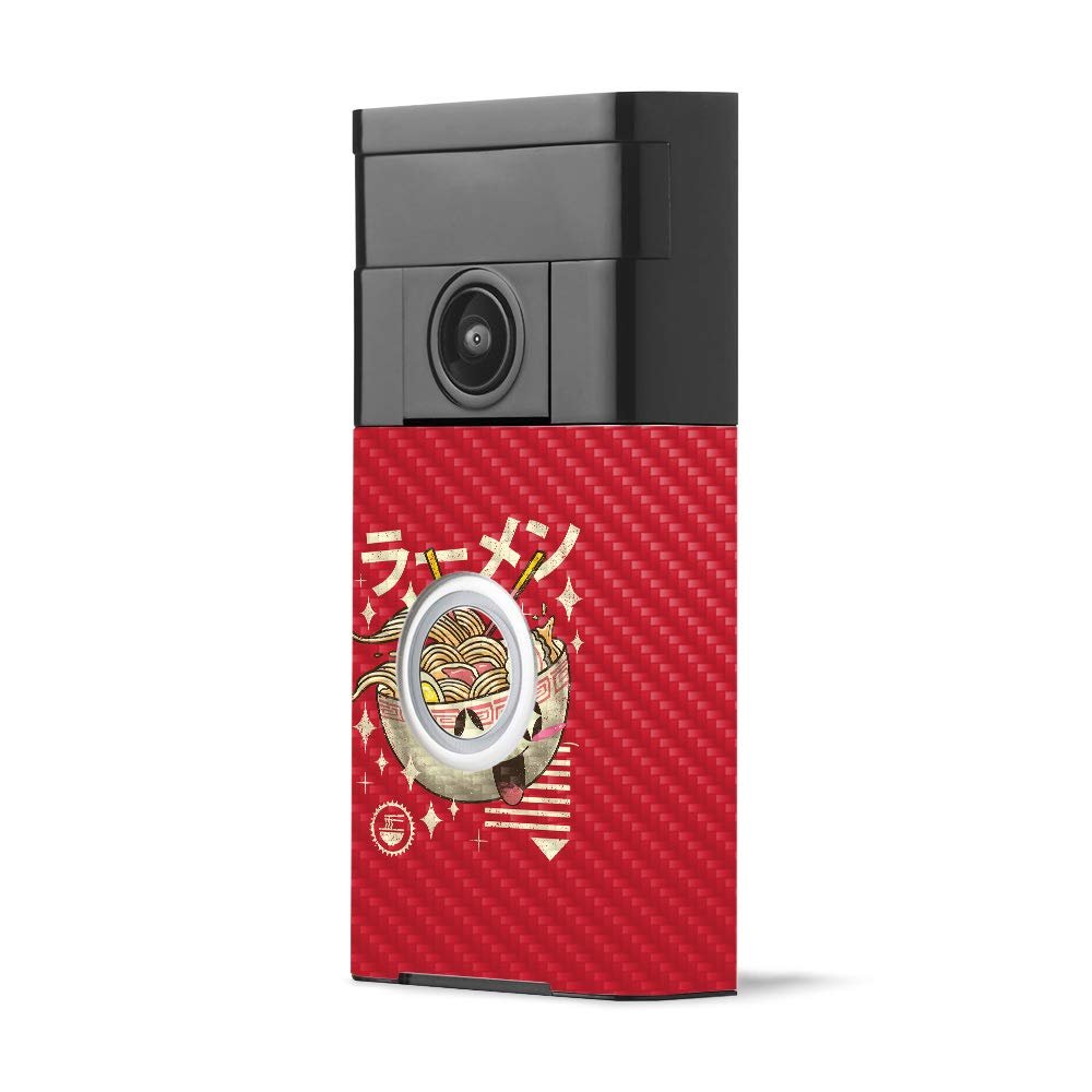 MightySkins Carbon Fiber Skin for Ring Video Doorbell - Ramen Kawaii | Protective, Durable Textured Carbon Fiber Finish | Easy to Apply, Remove, and Change Styles | Made in The USA
