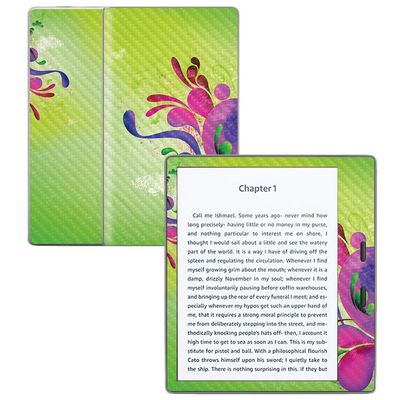 MightySkins Carbon Fiber Skin for Amazon Kindle Oasis 7" (9th Gen) - Pastel Flourishes | Protective, Durable Textured Carbon Fiber Finish | Easy to Apply, Remove, and Change Styles | Made in The USA