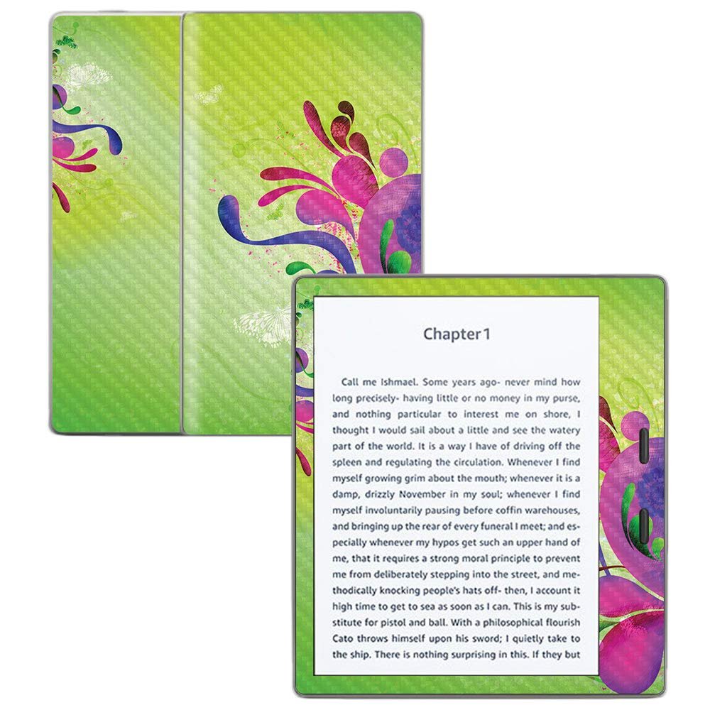 MightySkins Carbon Fiber Skin for Amazon Kindle Oasis 7" (9th Gen) - Pastel Flourishes | Protective, Durable Textured Carbon Fiber Finish | Easy to Apply, Remove, and Change Styles | Made in The USA