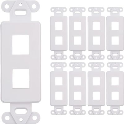 10 Pack Keystone Wall Plate 2 Port, White Decorator Insert Cover for Ethernet, HDMI, Coax, Cat6 Cat5, RJ45, Home & Office Installations