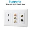 10 Pack Keystone Wall Plate 2 Port, White Decorator Insert Cover for Ethernet, HDMI, Coax, Cat6 Cat5, RJ45, Home & Office Installations view 3