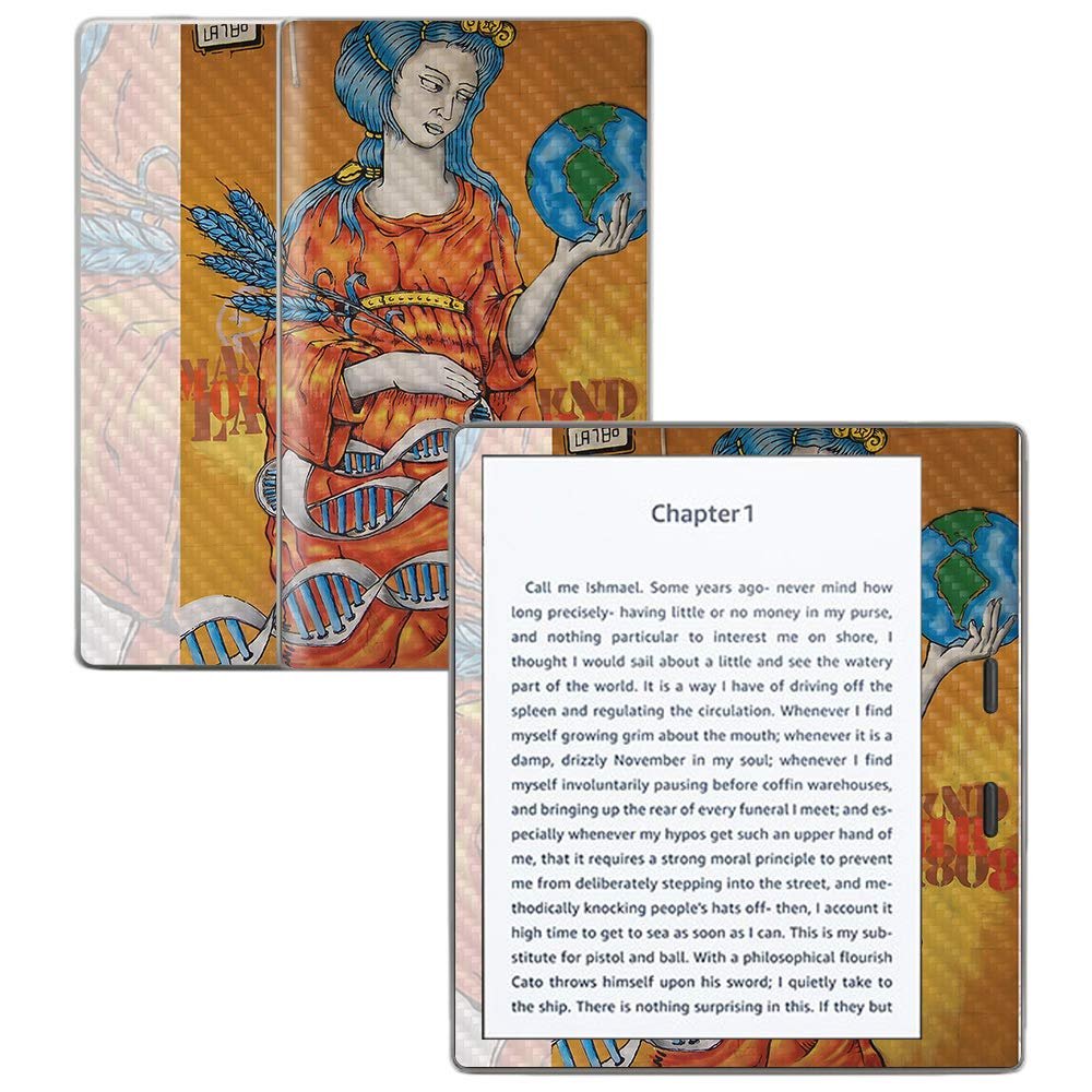 MightySkins Carbon Fiber Skin for Amazon Kindle Oasis 7" (9th Gen) - Mother Earth | Protective, Durable Textured Carbon Fiber Finish | Easy to Apply, Remove, and Change Styles | Made in The USA