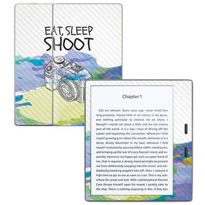 MightySkins Carbon Fiber Skin for Amazon Kindle Oasis 7" (9th Gen) - Eat Sleep Shoot | Protective, Durable Textured Carbon Fiber Finish | Easy to Apply, Remove, and Change Styles | Made in The USA