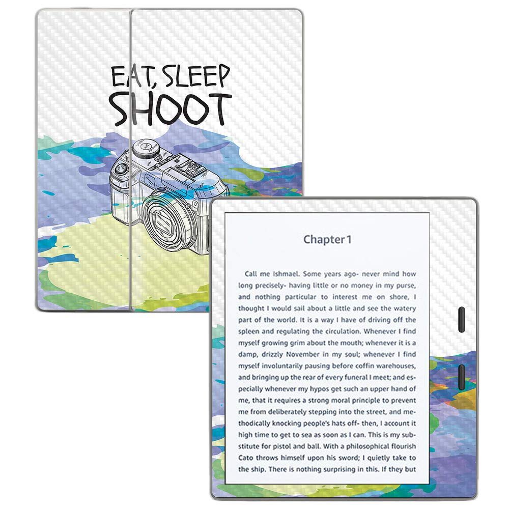 MightySkins Carbon Fiber Skin for Amazon Kindle Oasis 7" (9th Gen) - Eat Sleep Shoot | Protective, Durable Textured Carbon Fiber Finish | Easy to Apply, Remove, and Change Styles | Made in The USA