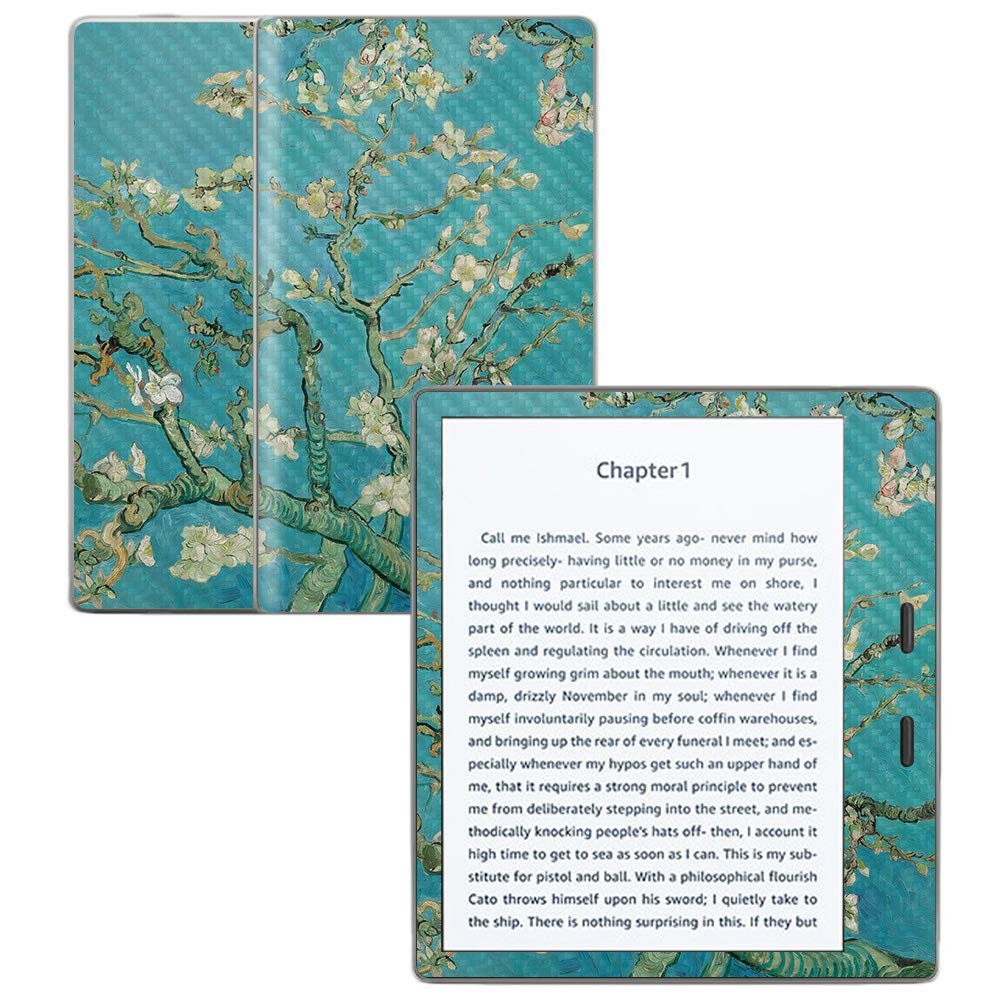 MightySkins Carbon Fiber Skin for Amazon Kindle Oasis 7" (9th Gen) - Almond Blossom | Protective, Durable Textured Carbon Fiber Finish | Easy to Apply, Remove, and Change Styles | Made in The USA