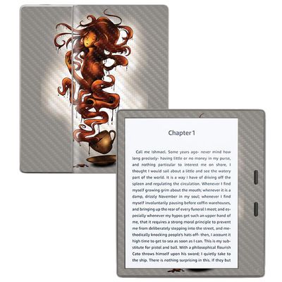 MightySkins Carbon Fiber Skin for Amazon Kindle Oasis 7" (9th Gen) - Coffee Dreams | Protective, Durable Textured Carbon Fiber Finish | Easy to Apply, Remove, and Change Styles | Made in The USA