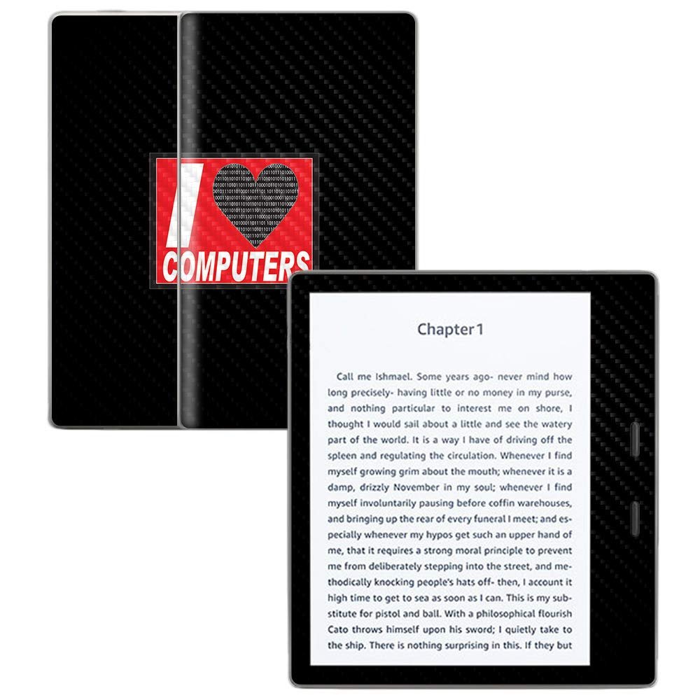 MightySkins Carbon Fiber Skin for Amazon Kindle Oasis 7" (9th Gen) - Love Computers | Protective, Durable Textured Carbon Fiber Finish | Easy to Apply, Remove, and Change Styles | Made in The USA