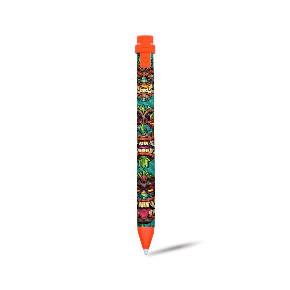 MightySkins Carbon Fiber Skin for Logitech Crayon Digital Pencil iPad (6th gen) - Crazy Tikis | Protective, Durable Textured Carbon Fiber Finish | Easy to Apply | Made in The USA