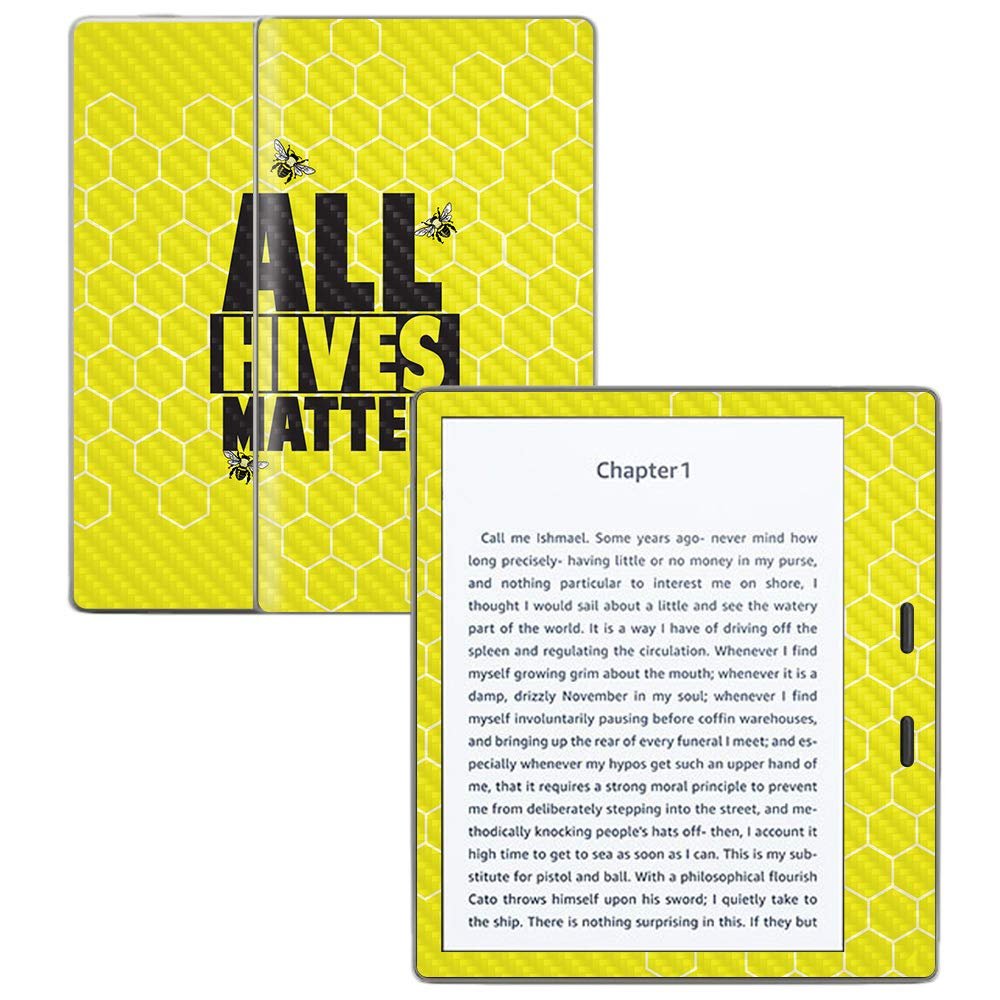 MightySkins Carbon Fiber Skin for Amazon Kindle Oasis 7" (9th Gen) - All Hives Matter | Protective, Durable Textured Carbon Fiber Finish | Easy to Apply, Remove, and Change Styles | Made in The USA
