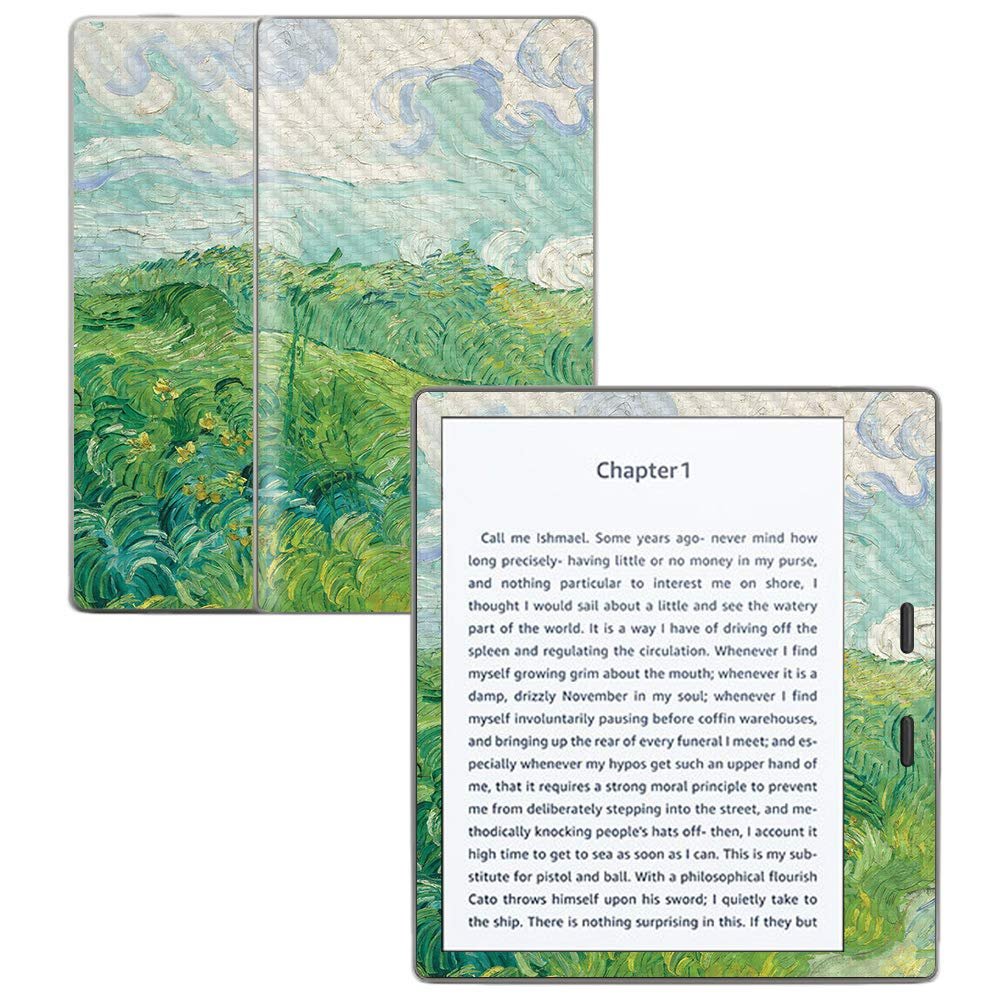MightySkins Carbon Fiber Skin for Amazon Kindle Oasis 7" (9th Gen) - Green Wheat Fields | Protective, Durable Textured Carbon Fiber Finish | Easy to Apply, Remove, and Change Styles | Made in The USA