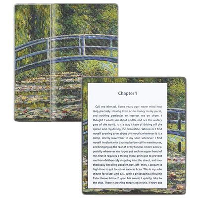 MightySkins Carbon Fiber Skin for Amazon Kindle Oasis 7" (9th Gen) - White Water Lilies | Protective, Durable Textured Carbon Fiber Finish | Easy to Apply, Remove, and Change Styles | Made in The USA