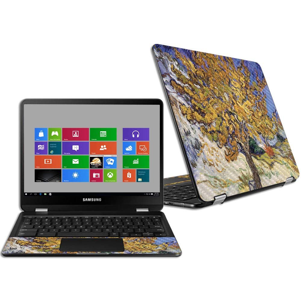 MightySkins Carbon Fiber Skin for Samsung Chromebook Pro 12.3" - Mulberry Tree | Protective, Durable Textured Carbon Fiber Finish | Easy to Apply, Remove, and Change Styles | Made in The USA