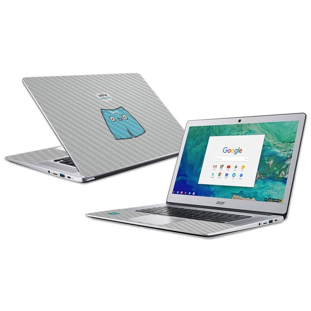 MightySkins Carbon Fiber Skin for Acer Chromebook 15 (2018) - Life is Shorts | Protective, Durable Textured Carbon Fiber Finish | Easy to Apply, Remove, and Change Styles | Made in The USA