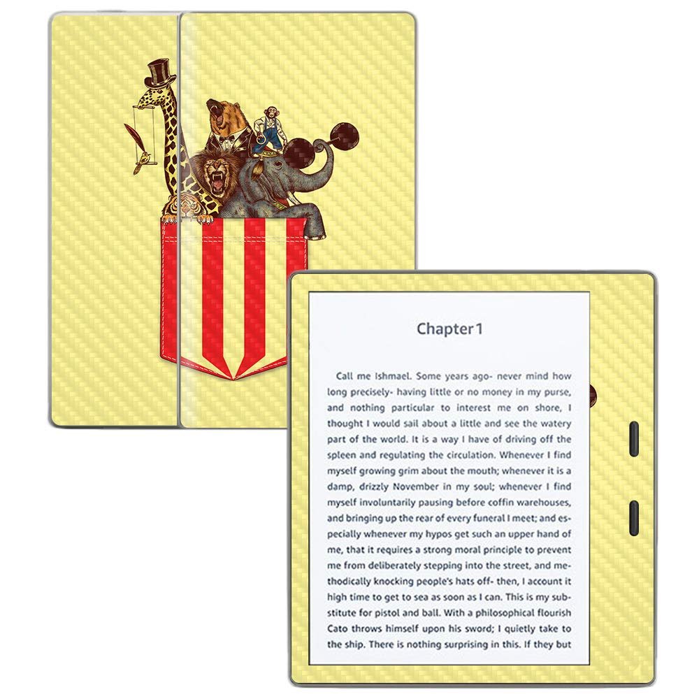 MightySkins Carbon Fiber Skin for Amazon Kindle Oasis 7" (9th Gen) - Pocket Circus | Protective, Durable Textured Carbon Fiber Finish | Easy to Apply, Remove, and Change Styles | Made in The USA