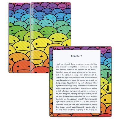 MightySkins Carbon Fiber Skin for Amazon Kindle Oasis 7" (9th Gen) - Happy Faces | Protective, Durable Textured Carbon Fiber Finish | Easy to Apply, Remove, and Change Styles | Made in The USA