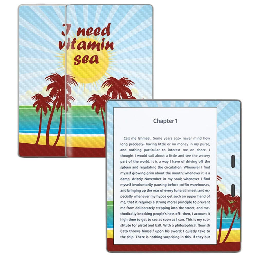 MightySkins Carbon Fiber Skin for Amazon Kindle Oasis 7" (9th Gen) - Vitamin Sea | Protective, Durable Textured Carbon Fiber Finish | Easy to Apply, Remove, and Change Styles | Made in The USA