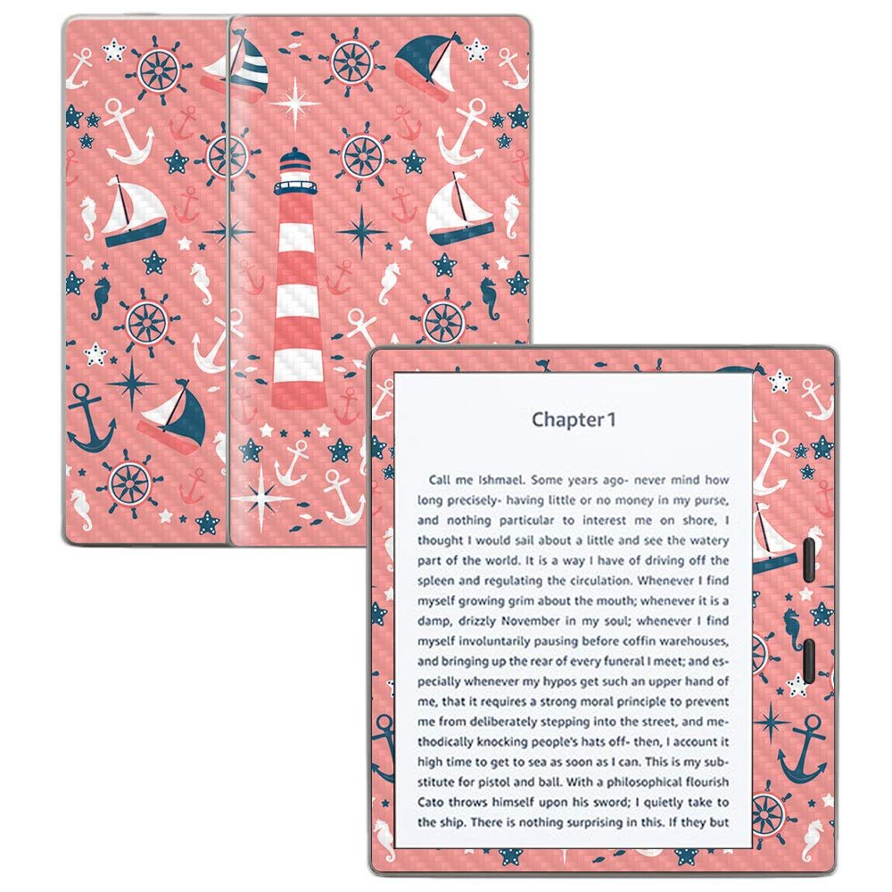 MightySkins Carbon Fiber Skin for Amazon Kindle Oasis 7" (9th Gen) - Nautical Dream | Protective, Durable Textured Carbon Fiber Finish | Easy to Apply, Remove, and Change Styles | Made in The USA