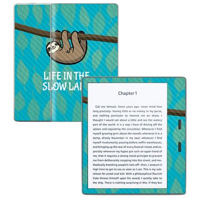 MightySkins Carbon Fiber Skin for Amazon Kindle Oasis 7" (9th Gen) - Slow Sloth | Protective, Durable Textured Carbon Fiber Finish | Easy to Apply, Remove, and Change Styles | Made in The USA