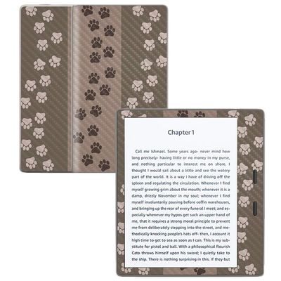 MightySkins Carbon Fiber Skin for Amazon Kindle Oasis 7" (9th Gen) - Paw Prints | Protective, Durable Textured Carbon Fiber Finish | Easy to Apply, Remove, and Change Styles | Made in The USA