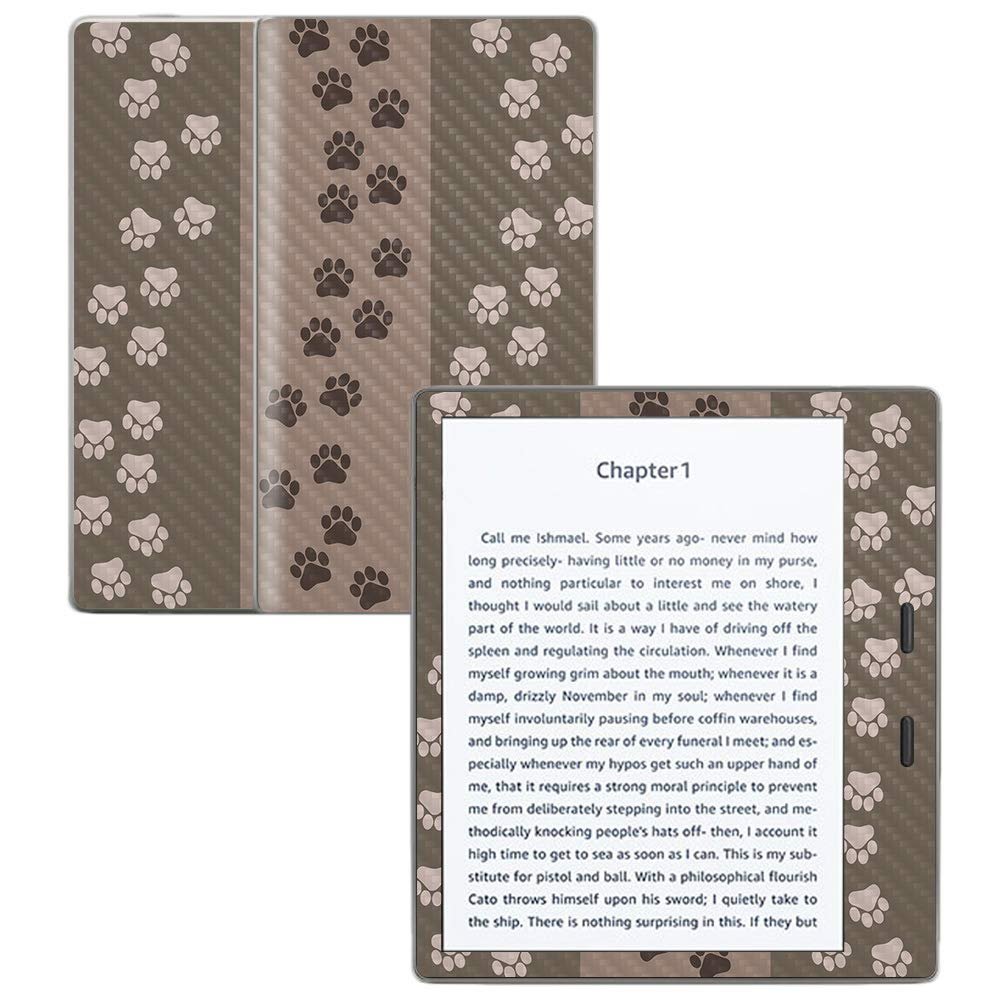 MightySkins Carbon Fiber Skin for Amazon Kindle Oasis 7" (9th Gen) - Paw Prints | Protective, Durable Textured Carbon Fiber Finish | Easy to Apply, Remove, and Change Styles | Made in The USA