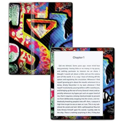 MightySkins Carbon Fiber Skin for Amazon Kindle Oasis 7" (9th Gen) - Loud Graffiti | Protective, Durable Textured Carbon Fiber Finish | Easy to Apply, Remove, and Change Styles | Made in The USA