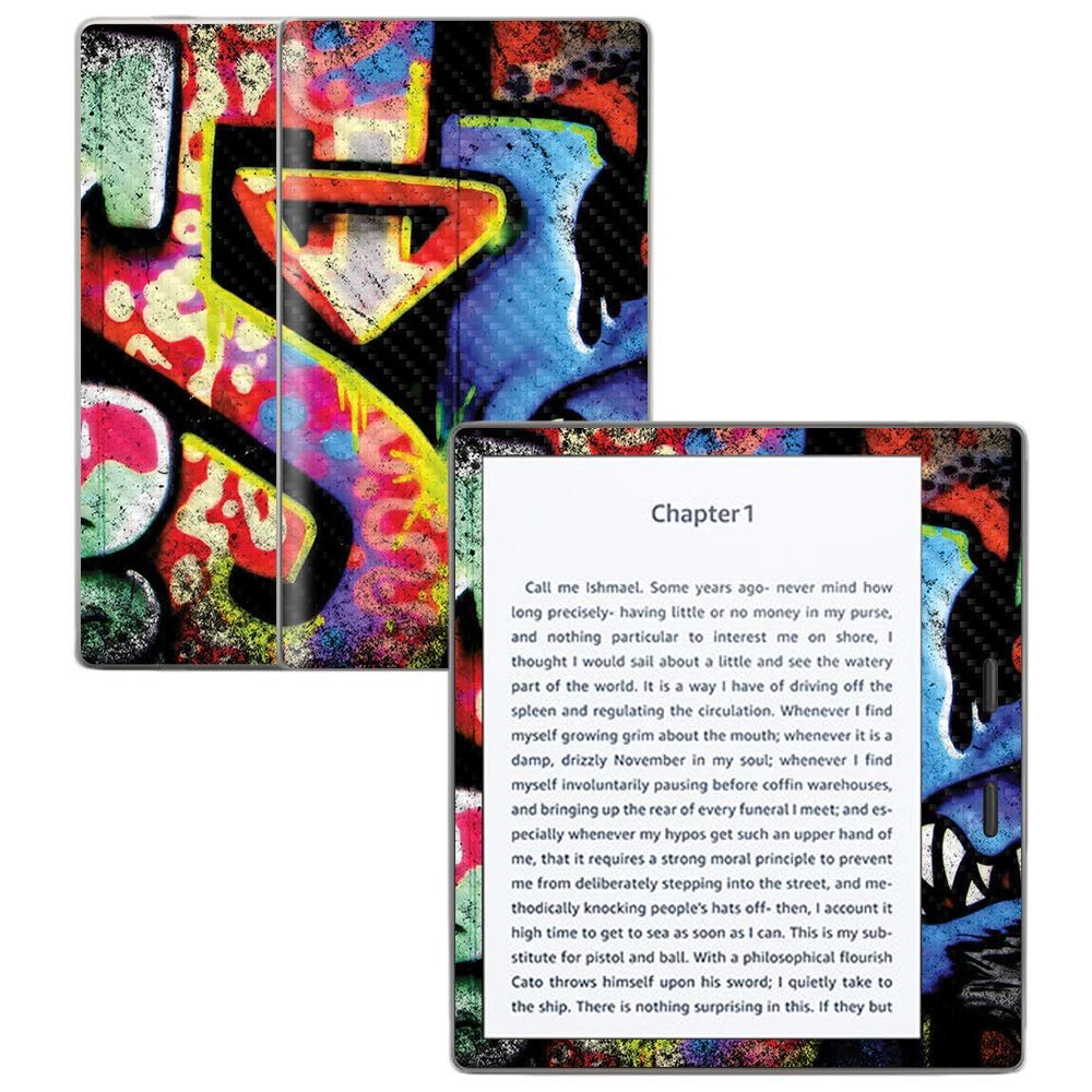 MightySkins Carbon Fiber Skin for Amazon Kindle Oasis 7" (9th Gen) - Loud Graffiti | Protective, Durable Textured Carbon Fiber Finish | Easy to Apply, Remove, and Change Styles | Made in The USA