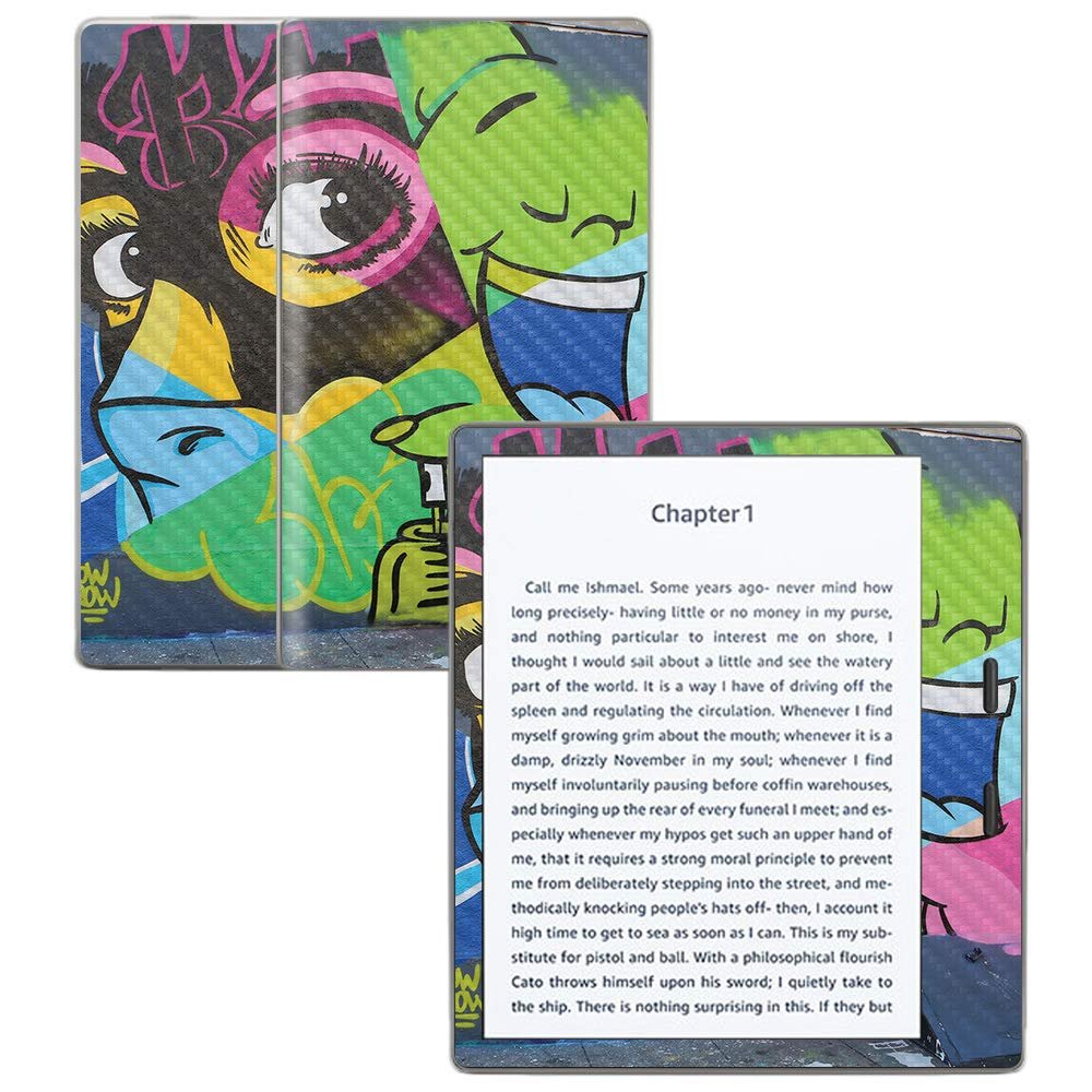 MightySkins Carbon Fiber Skin for Amazon Kindle Oasis 7" (9th Gen) - Spray Faces | Protective, Durable Textured Carbon Fiber Finish | Easy to Apply, Remove, and Change Styles | Made in The USA