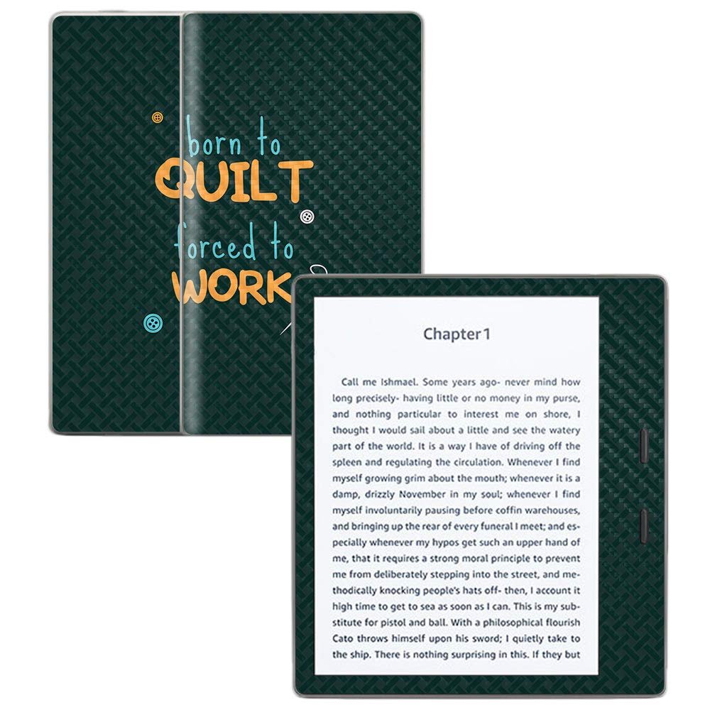 MightySkins Carbon Fiber Skin for Amazon Kindle Oasis 7" (9th Gen) - Born to Quilt | Protective, Durable Textured Carbon Fiber Finish | Easy to Apply, Remove, and Change Styles | Made in The USA