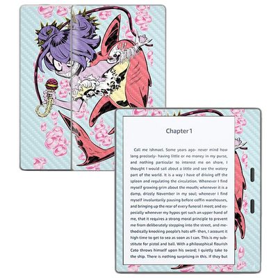 MightySkins Carbon Fiber Skin for Amazon Kindle Oasis 7" (9th Gen) - Evil Mermaid | Protective, Durable Textured Carbon Fiber Finish | Easy to Apply, Remove, and Change Styles | Made in The USA